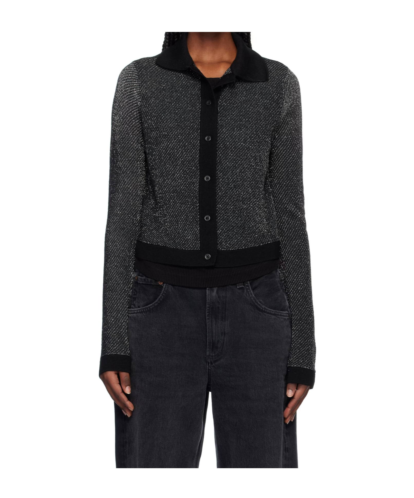 Re/done Long-sleeved Cardigan In Black/silver