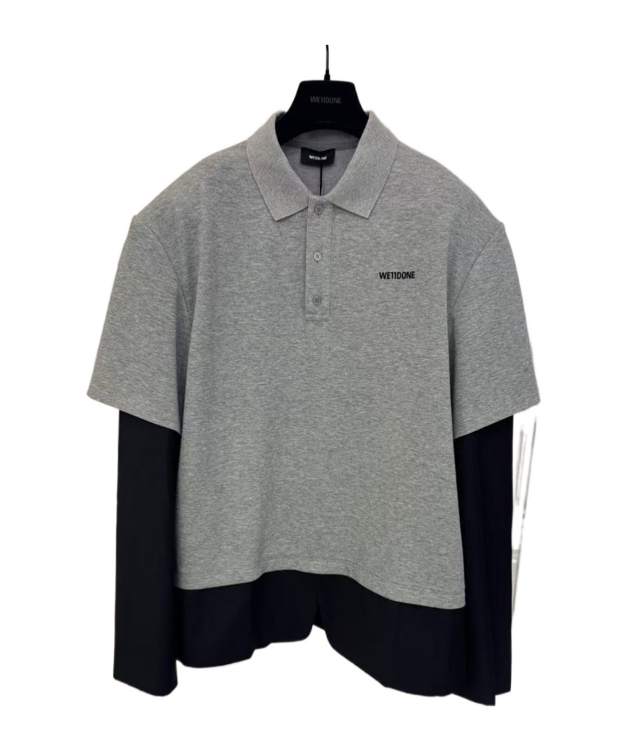 We11 Done Double-layer Polo Shirt In Gray