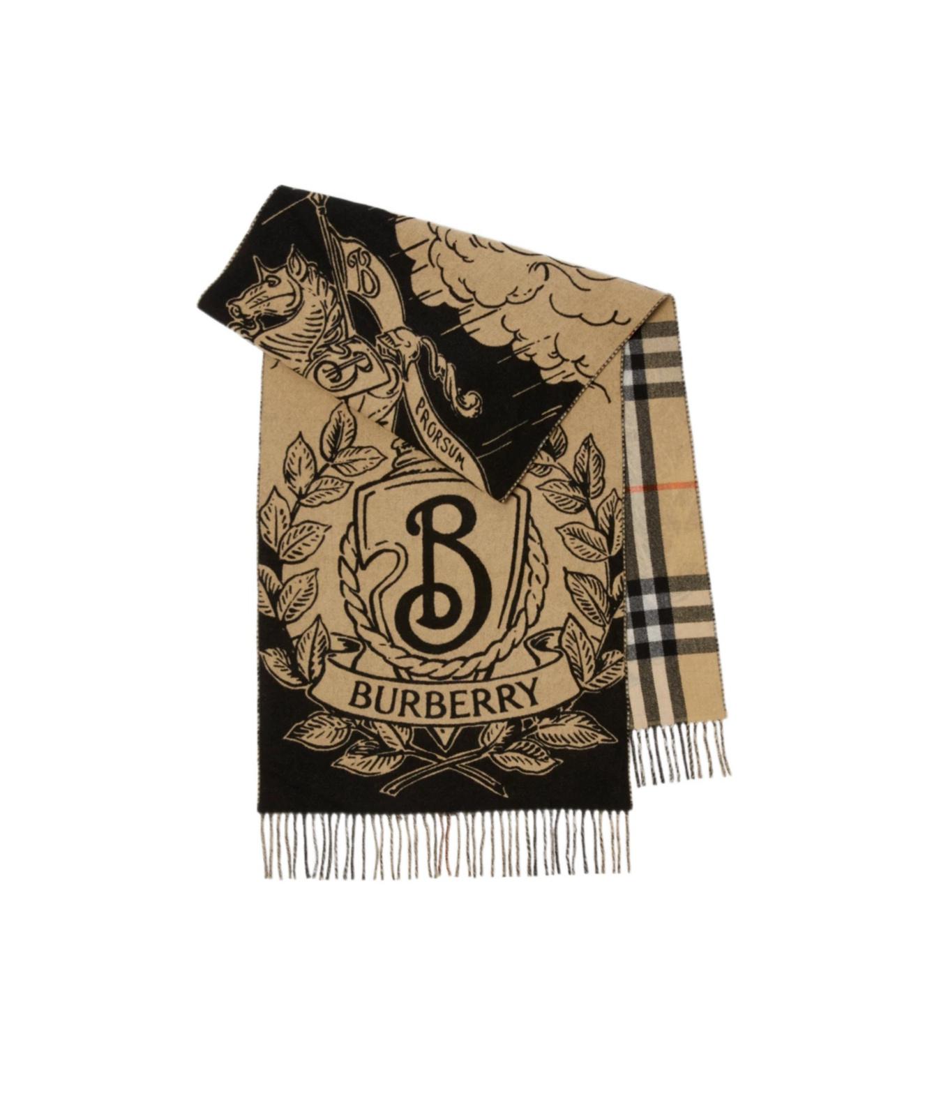 Burberry Stormy Knight Reversible Jacquard Check Cashmere Scarf In Brown