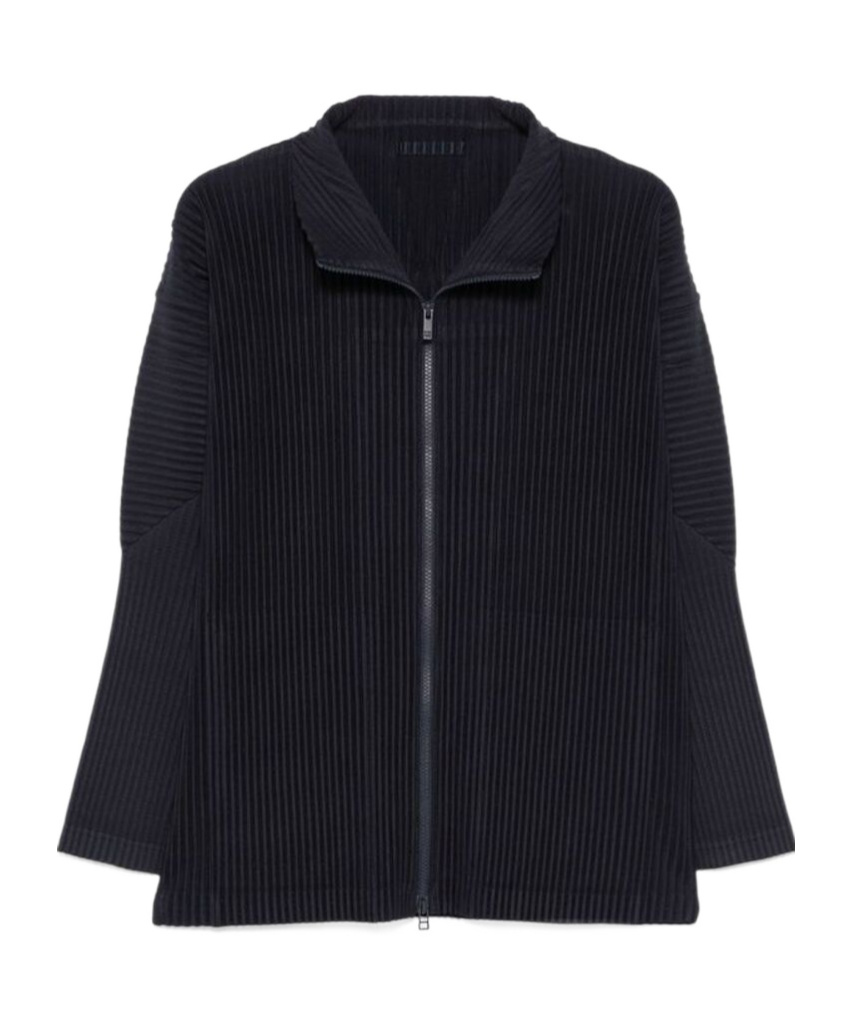 Issey Miyake Homme Plisse'  Men Pleated Zipped Shirt In Black
