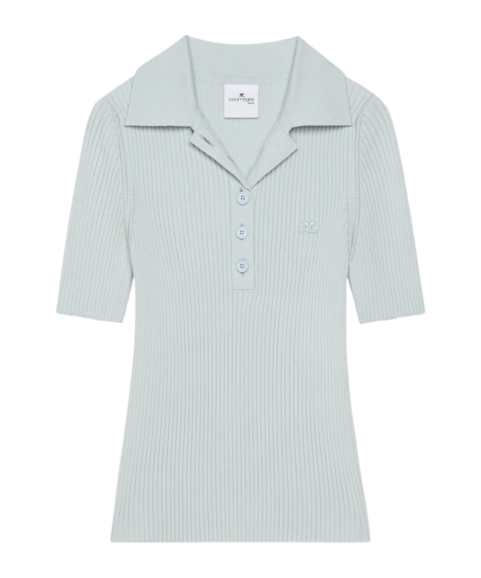 Courrèges Signature Rib Knit Polo Clothing In Blue
