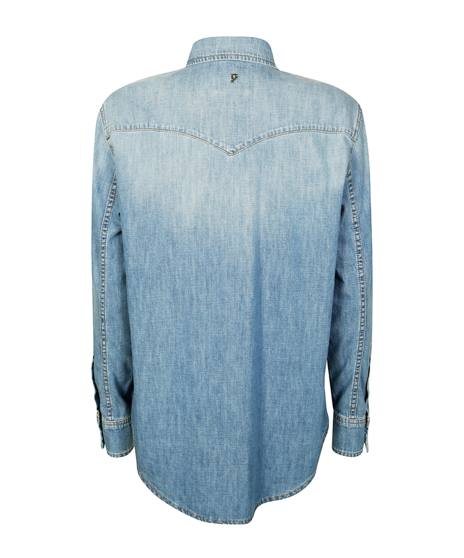 Dondup Light Wash Denim Shirt With Button-down Front In Blue