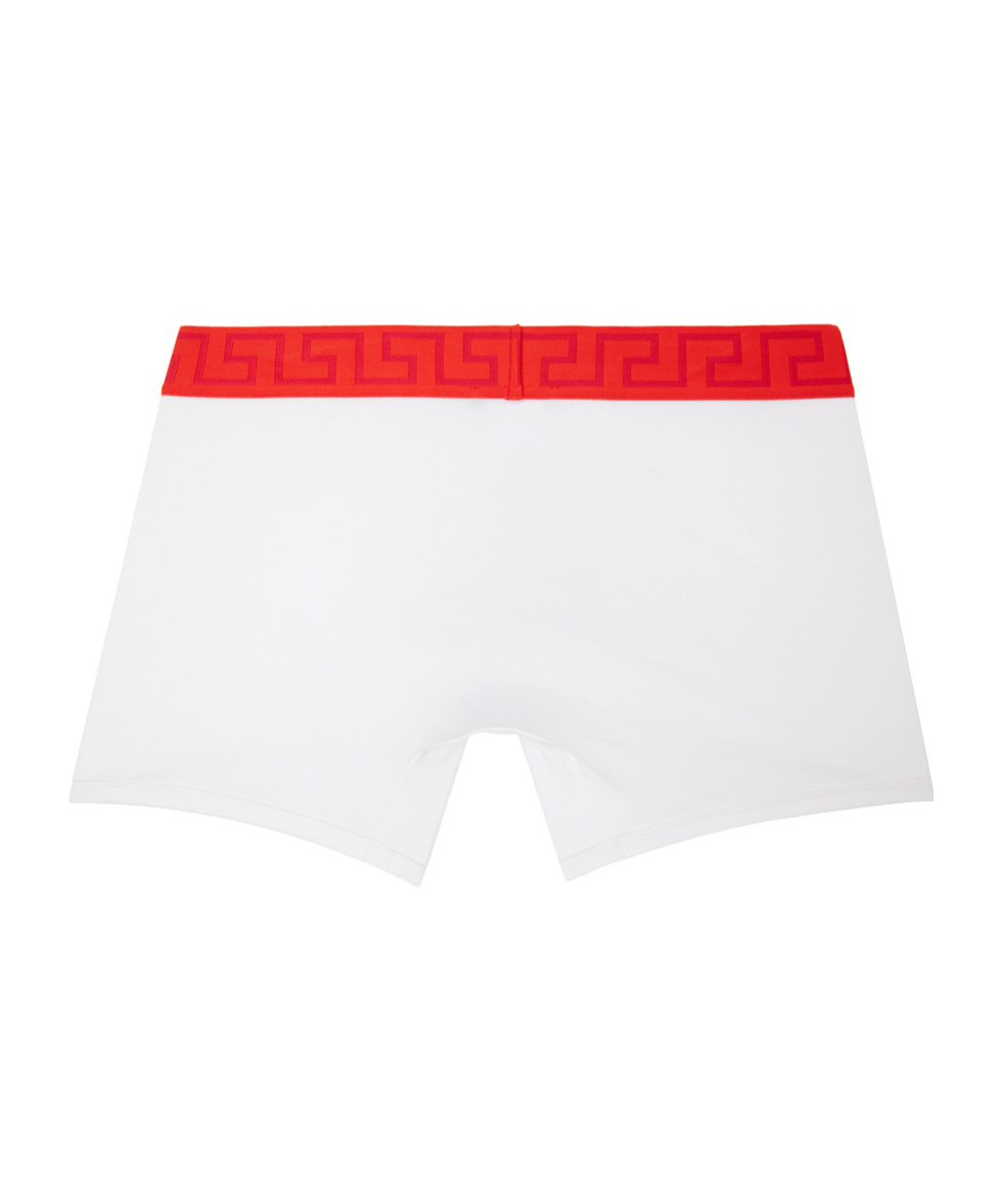 Versace Greca Border Logo-waistband Boxers In White