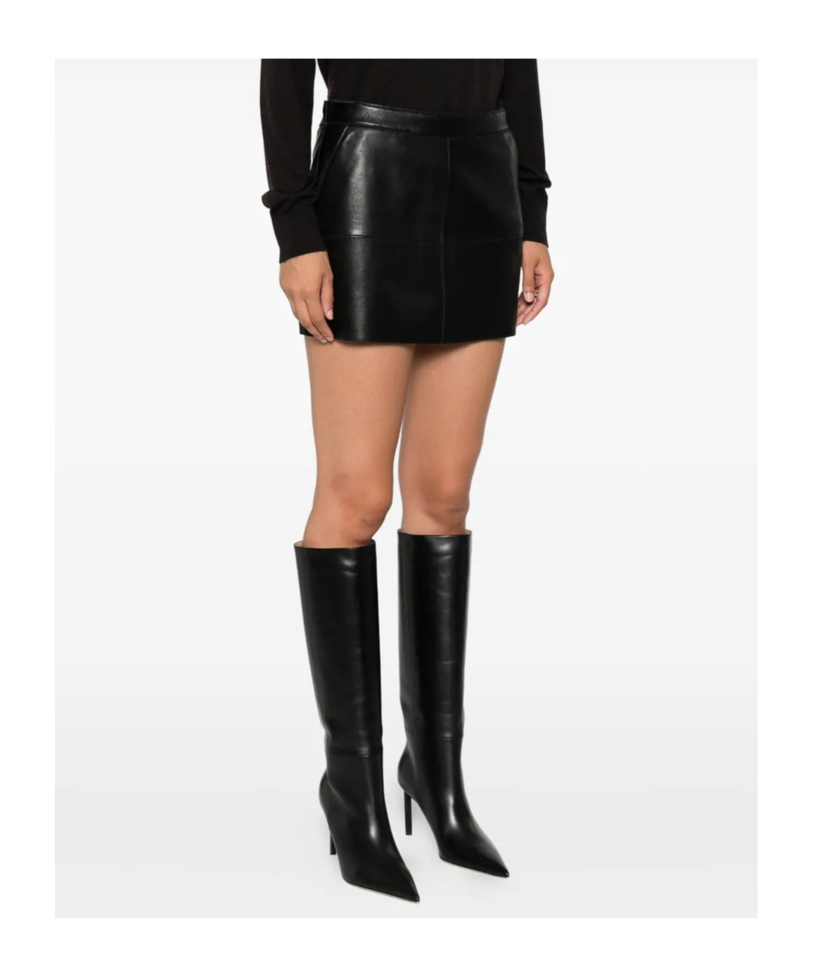 P.a.r.o.s.h High Waist Midi Skirt With Panel Design In Black