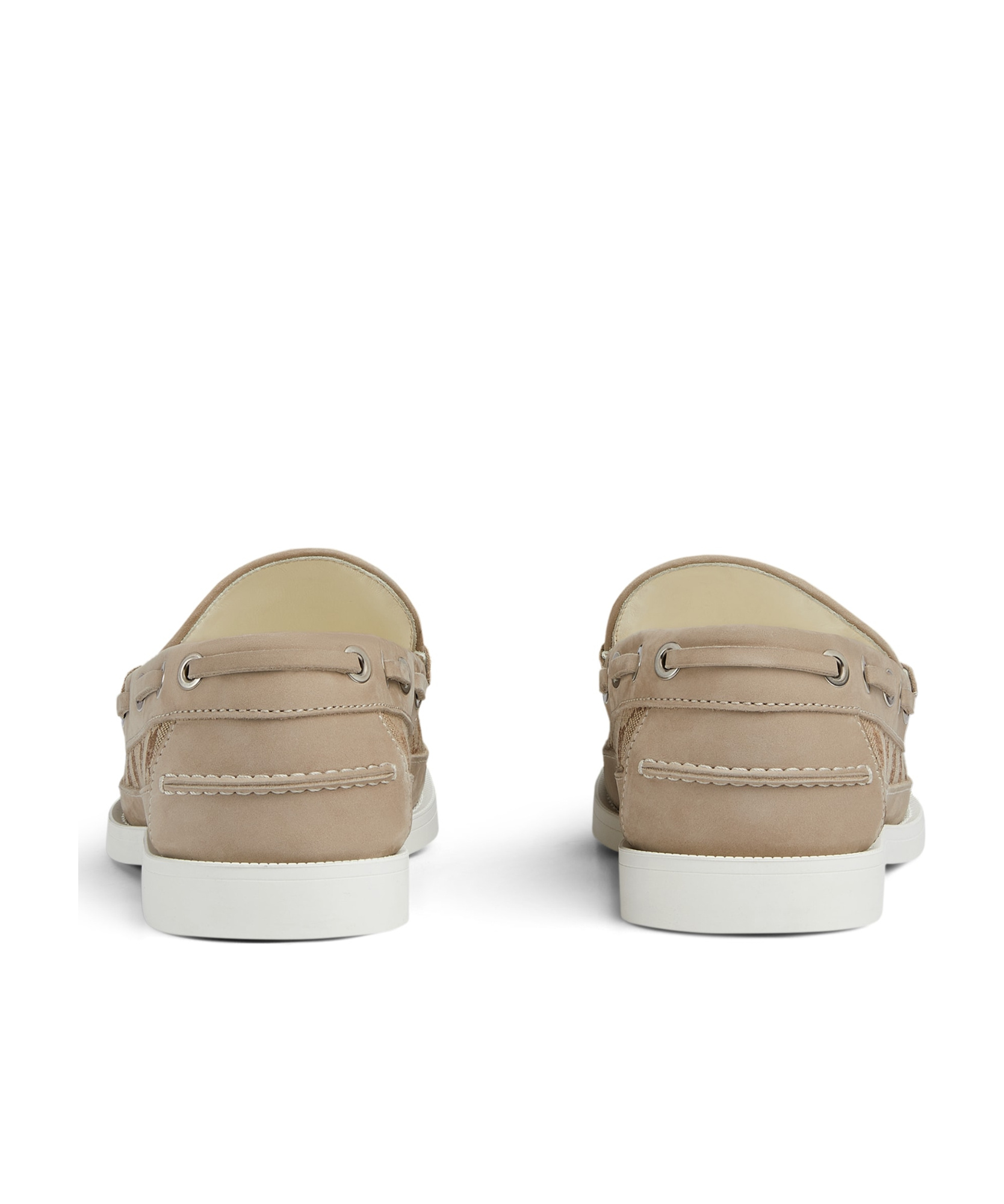 Gucci Gg Canvas Leather Loafers In Nude