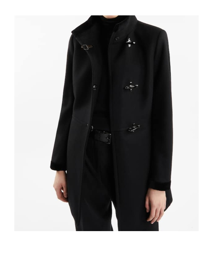 Fay Romantic Coat In Black In Soft Wool Blend Fabric In Black