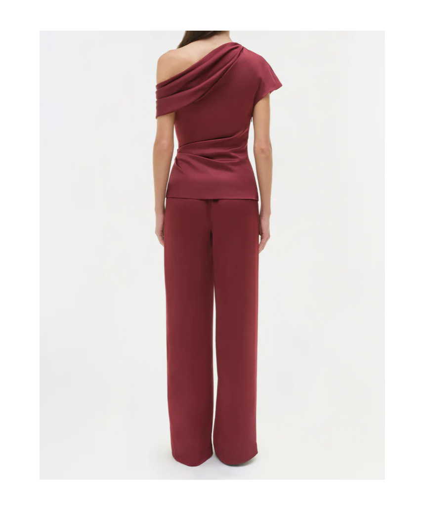 Simkhai Women's Phoebe Draped Satin Top In Cranberry In Purple