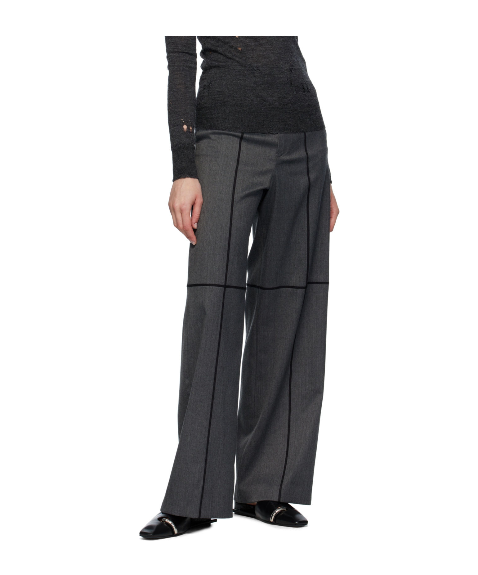 Mm6 Maison Margiela Gray Tailoring Wool Trousers In Black