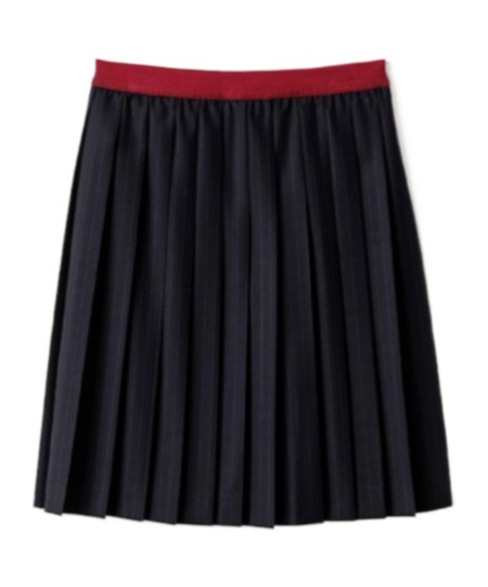 Miu Miu Pleated Pinstripe Midi Skirt In Black