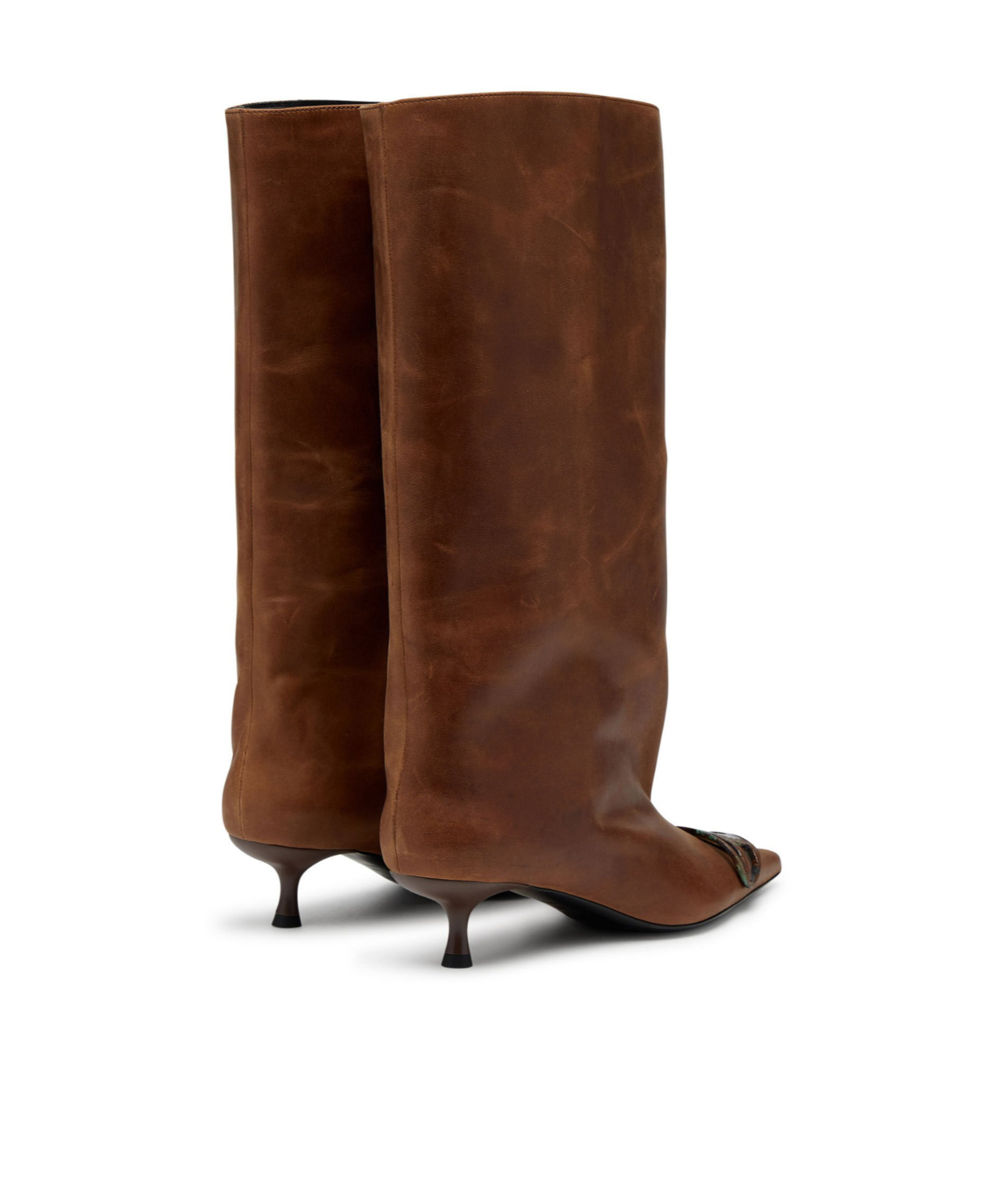 Diesel D-venus-knee-high Boots In Oiled Leather In Brown