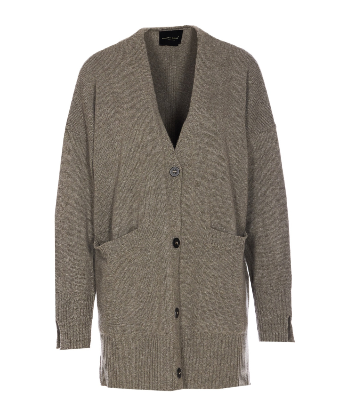 Roberto Collina Knitwear Cardigan With Front Pockets And V-neckline In Green