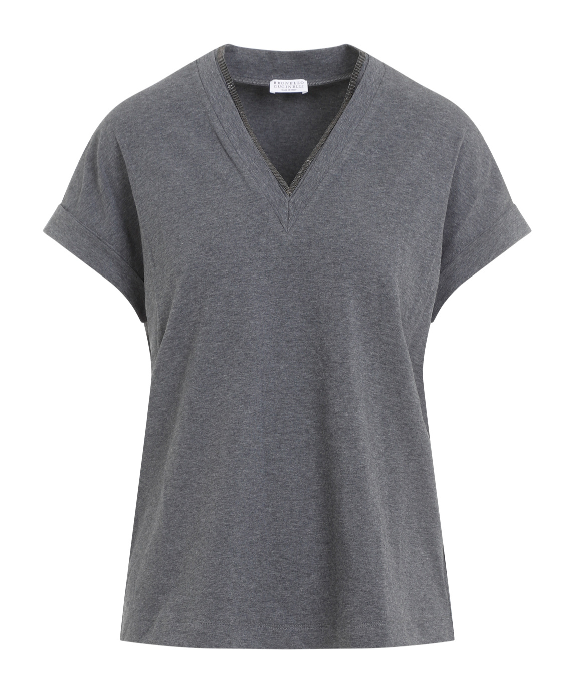 Brunello Cucinelli Dark Grey V-neck T-shirt In Gray