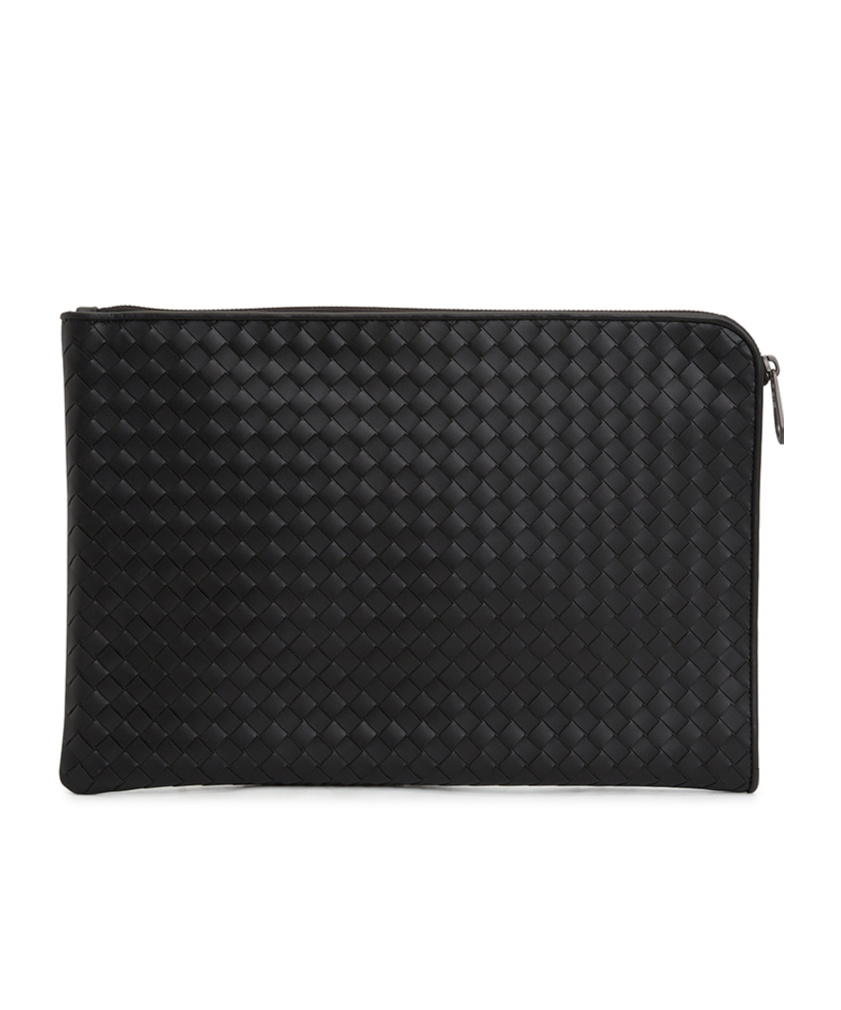 Bottega Veneta Zippered Clutch In Black