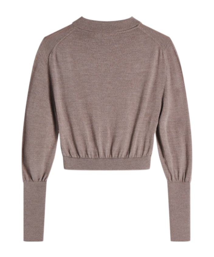 Simone Rocha Embellished Merino Wool-silk Polo Sweater In Gray