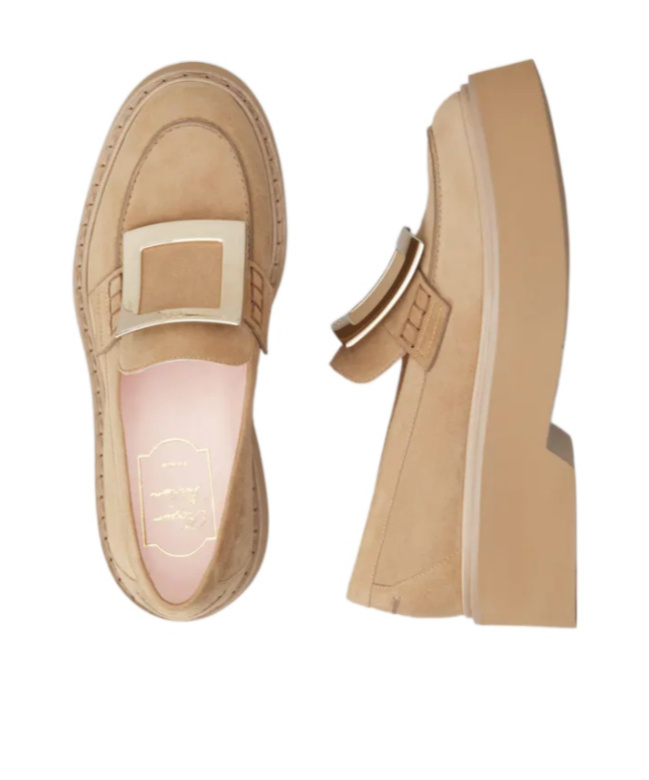 Roger Vivier Viv Rangers High Metal Loafer In Nude