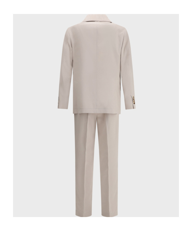 Brunello Cucinelli Tailored Silk Suit With Belt Loops In Nude
