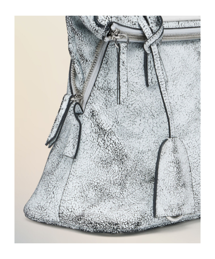 Maison Margiela Textured Leather Shoulder Bag With Top Handles In White