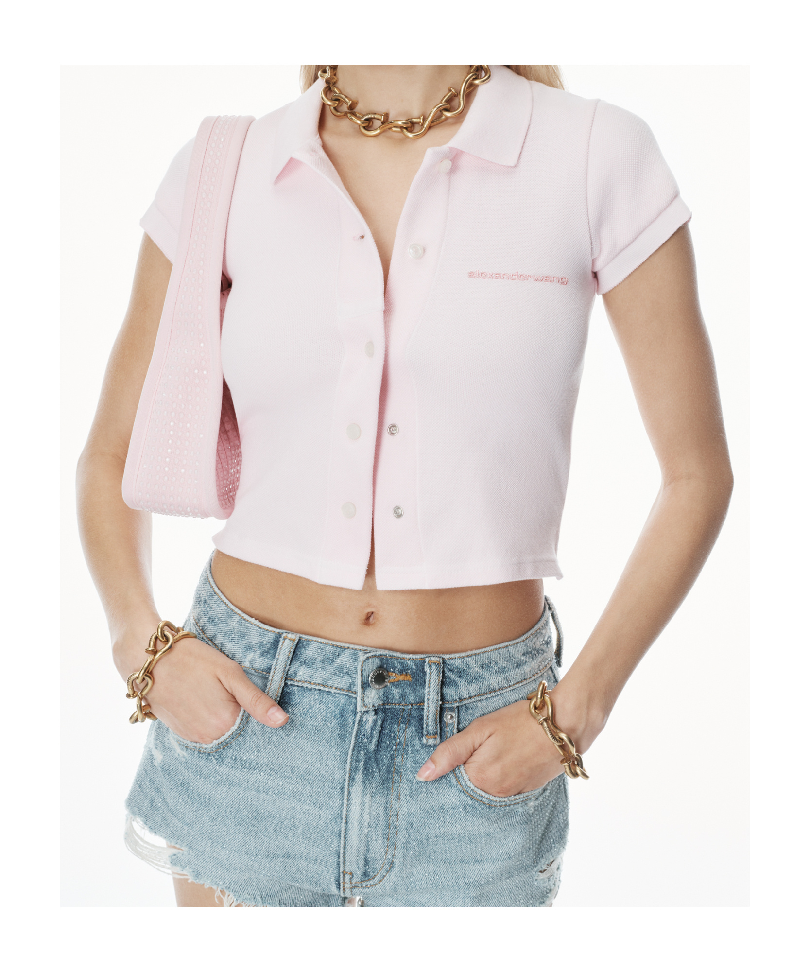 Alexander Wang Deconstructed Polo Shirt In Pink