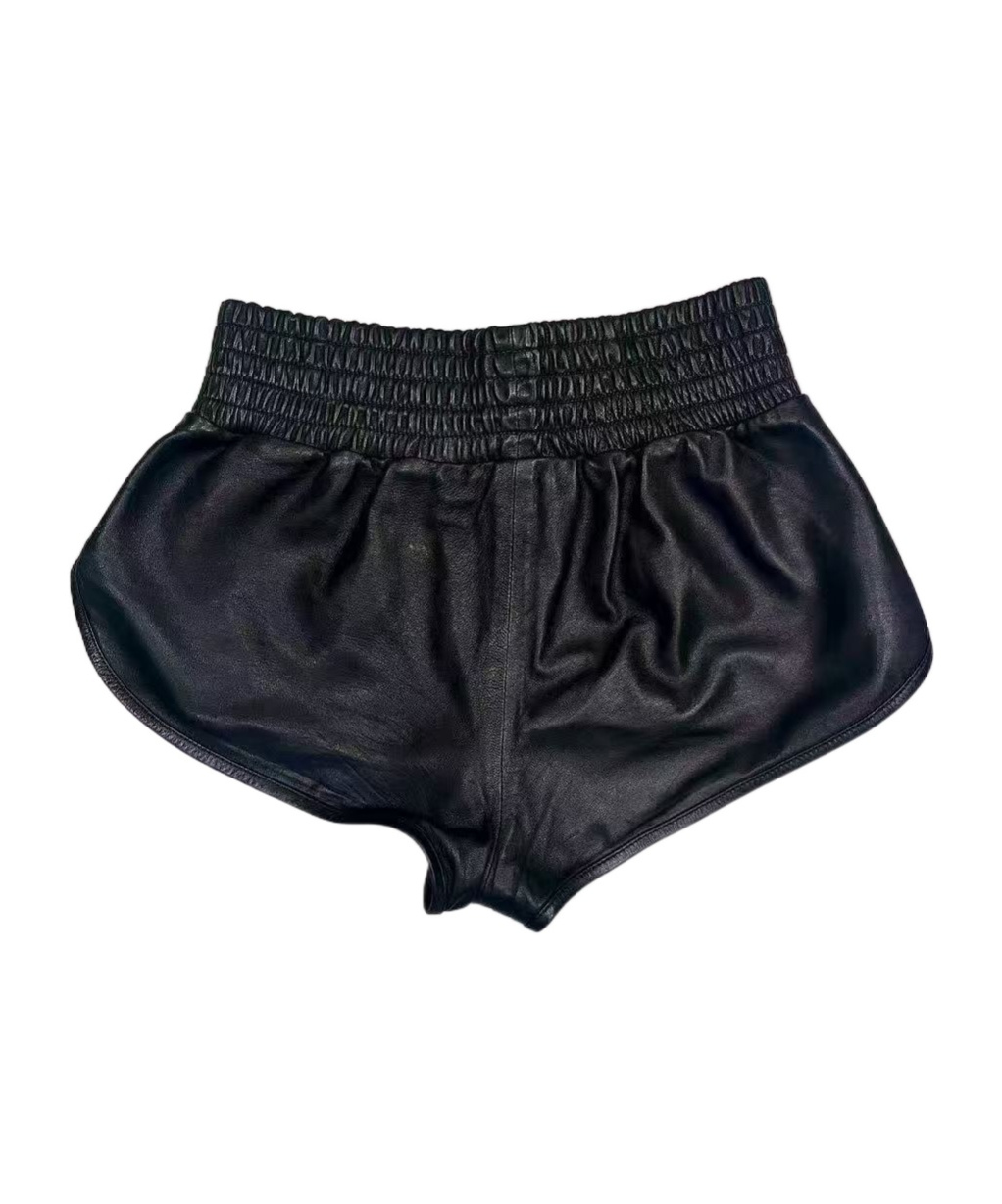 Chrome Hearts Cross-patched Leather Shorts In Black
