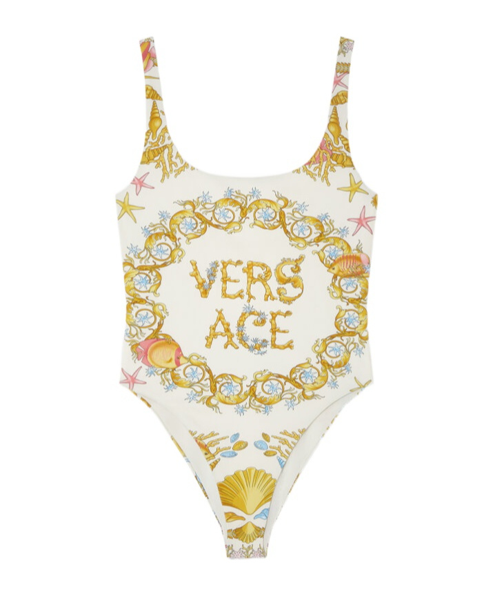 Versace Underwater Barocco One-piece Swimsuit In Yellow