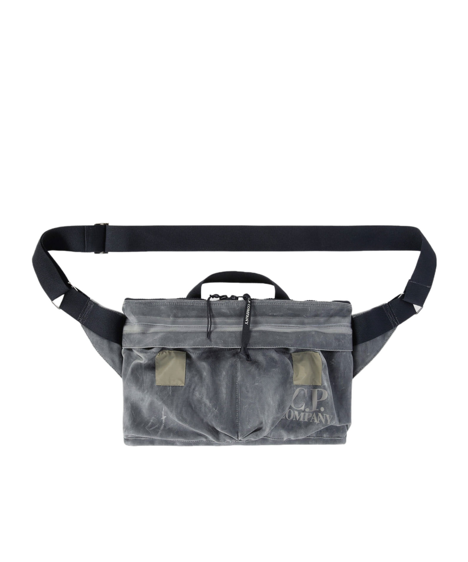 C.p. Company Logo-print Cotton Shoulder Bag In Gray