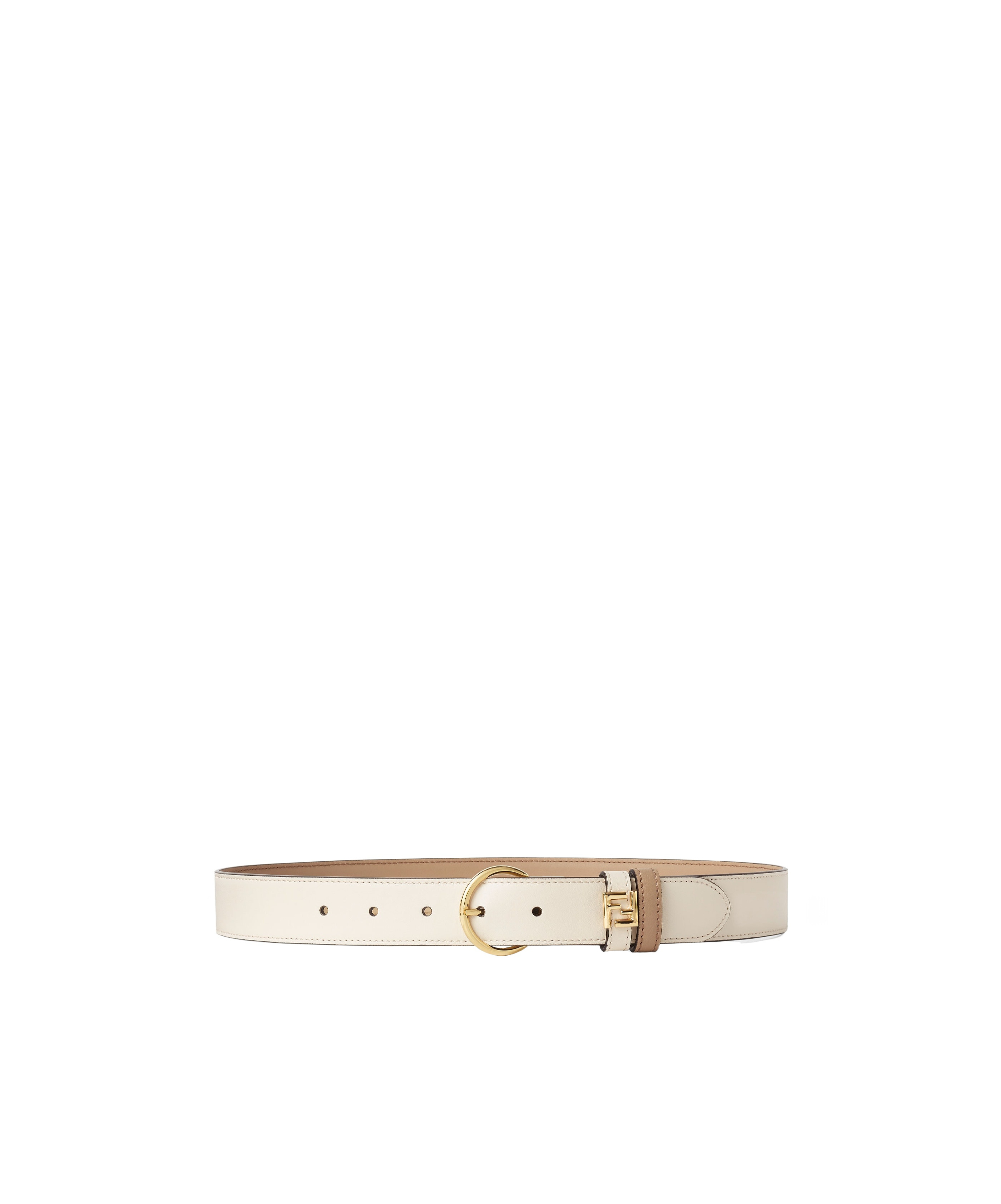 Fendi White And Cappuccino Leather Reversible Belt In Multi