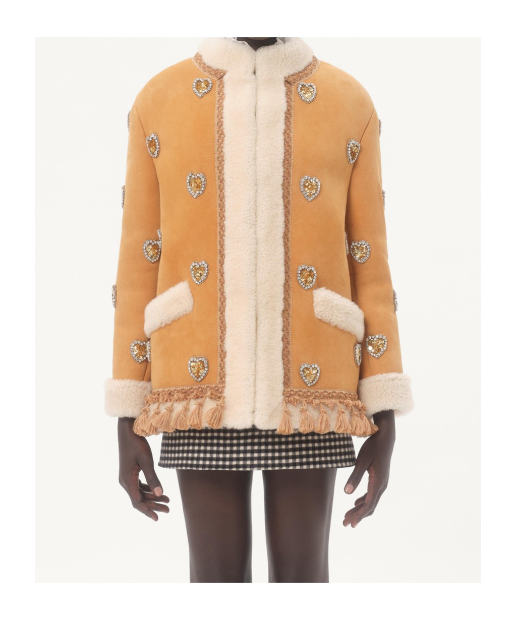 Valentino Embroidered Leather Jacket In Brown