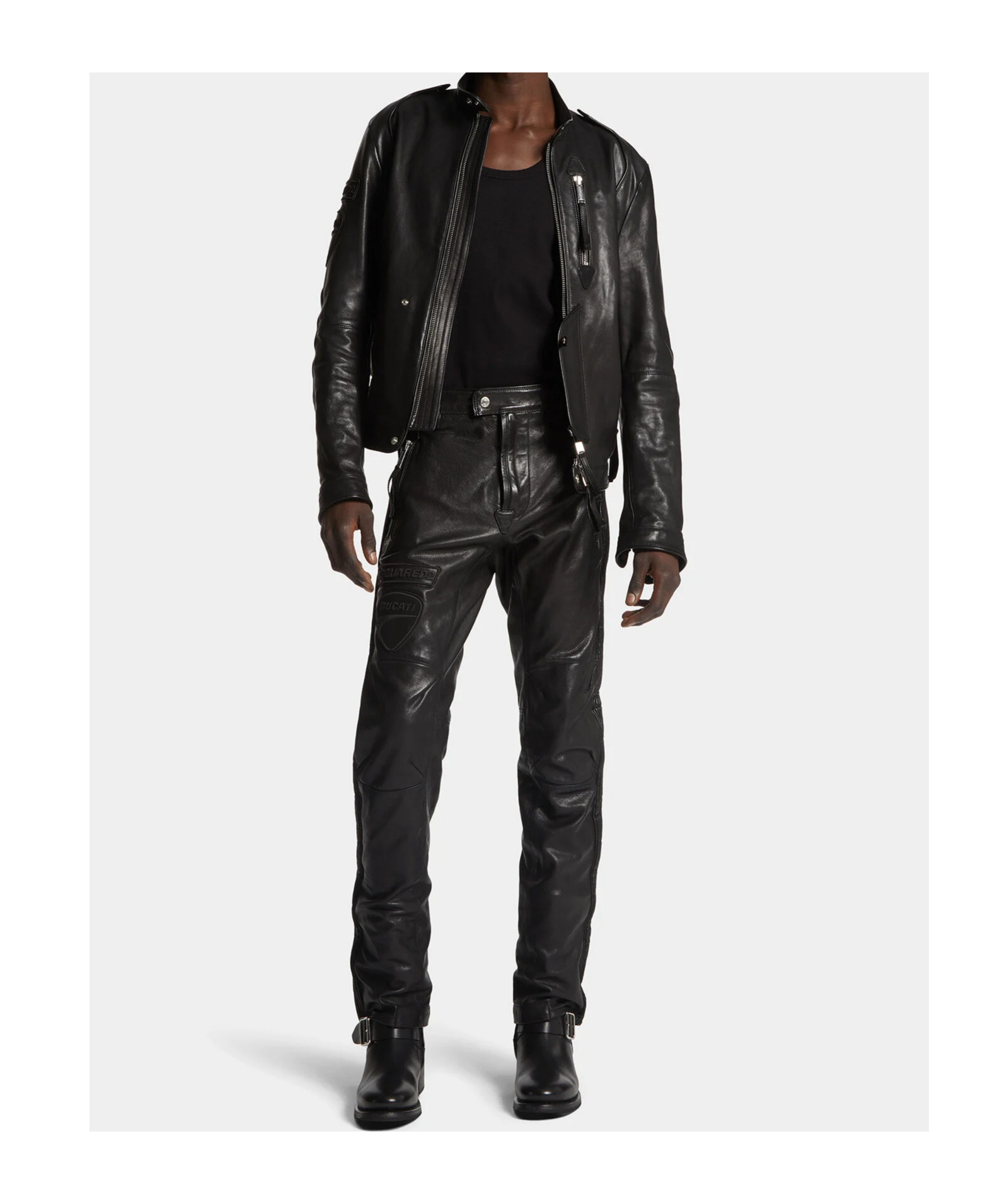 Dsquared2 Ducati X D2 Straight Leg Sharpei Fit Biker Pant In Black