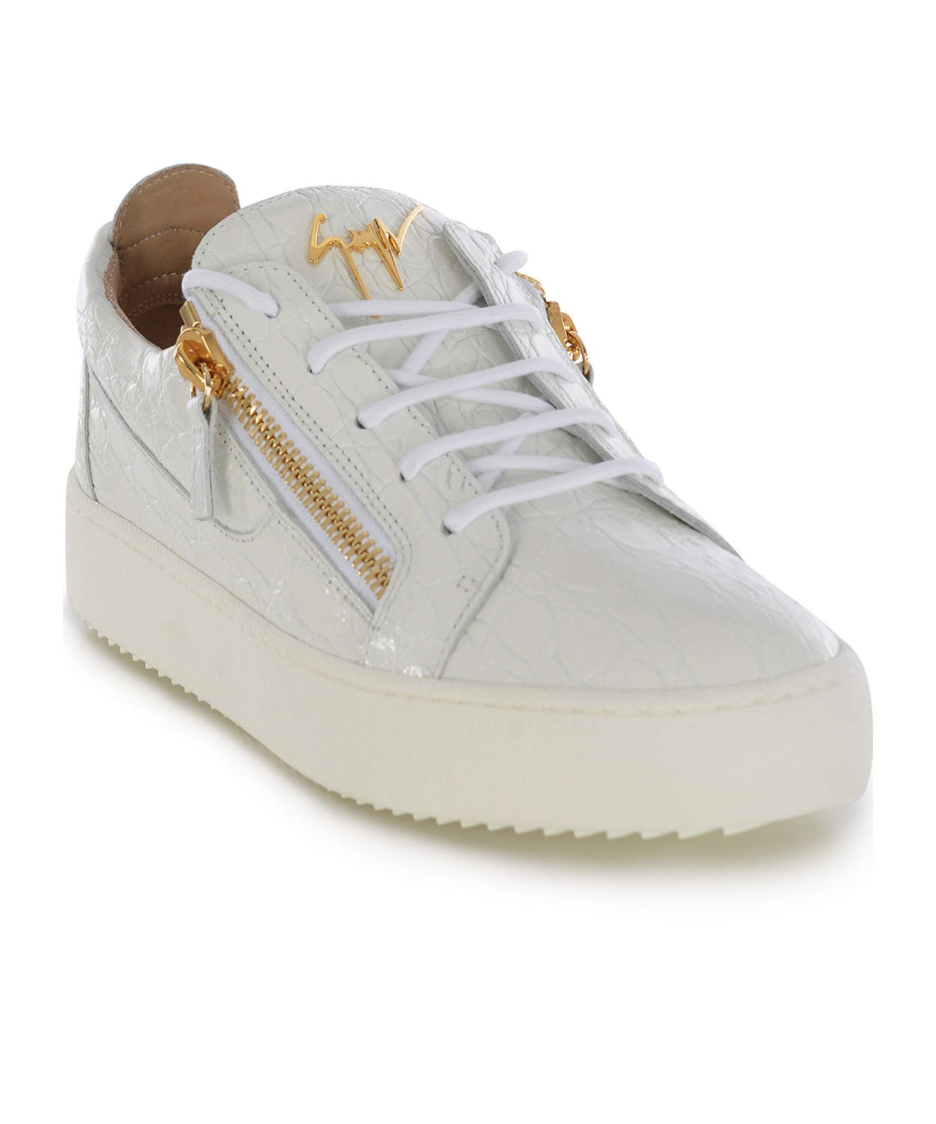 Giuseppe Zanotti Glossy Leather Sneakers In White