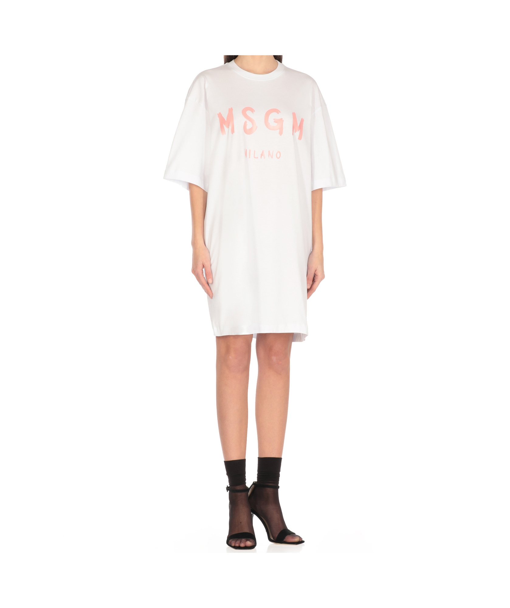 Msgm T-shirt Dress With Print In White
