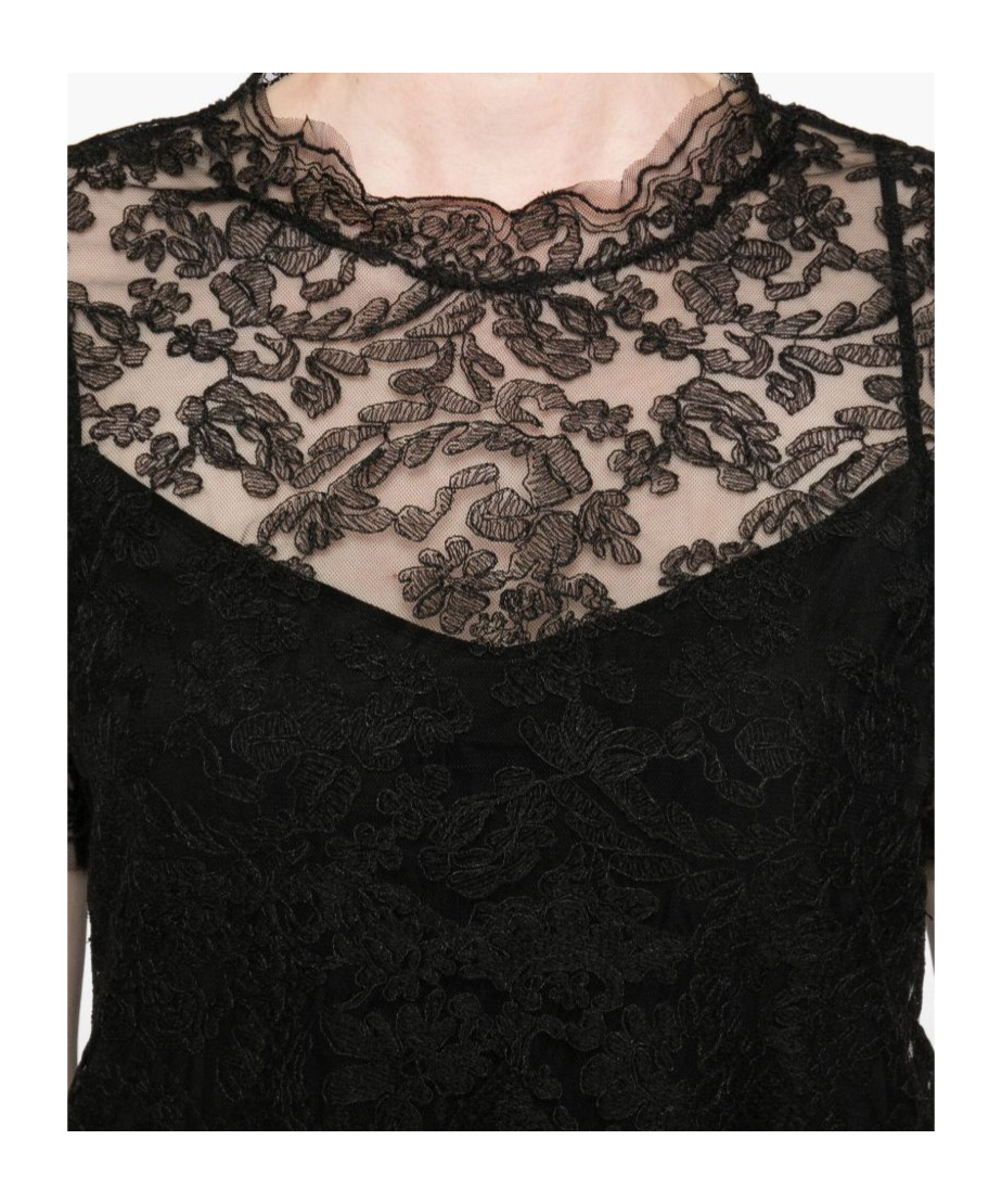 Ermanno Scervino Black Floral-lace Short-sleeve T-shirt In Black
