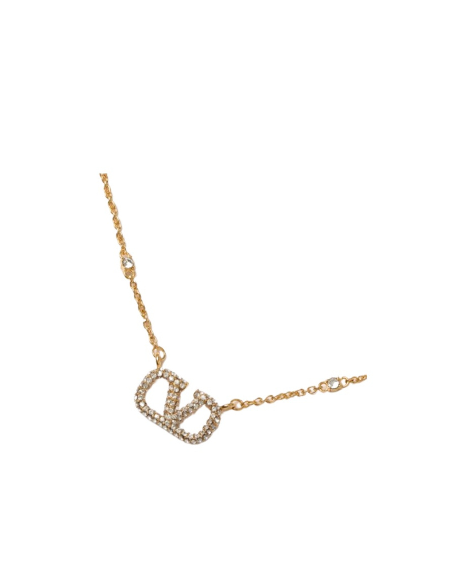 Valentino Garavani Women Vlogo Necklace With Pearls And Swarowski Crystals In Yellow