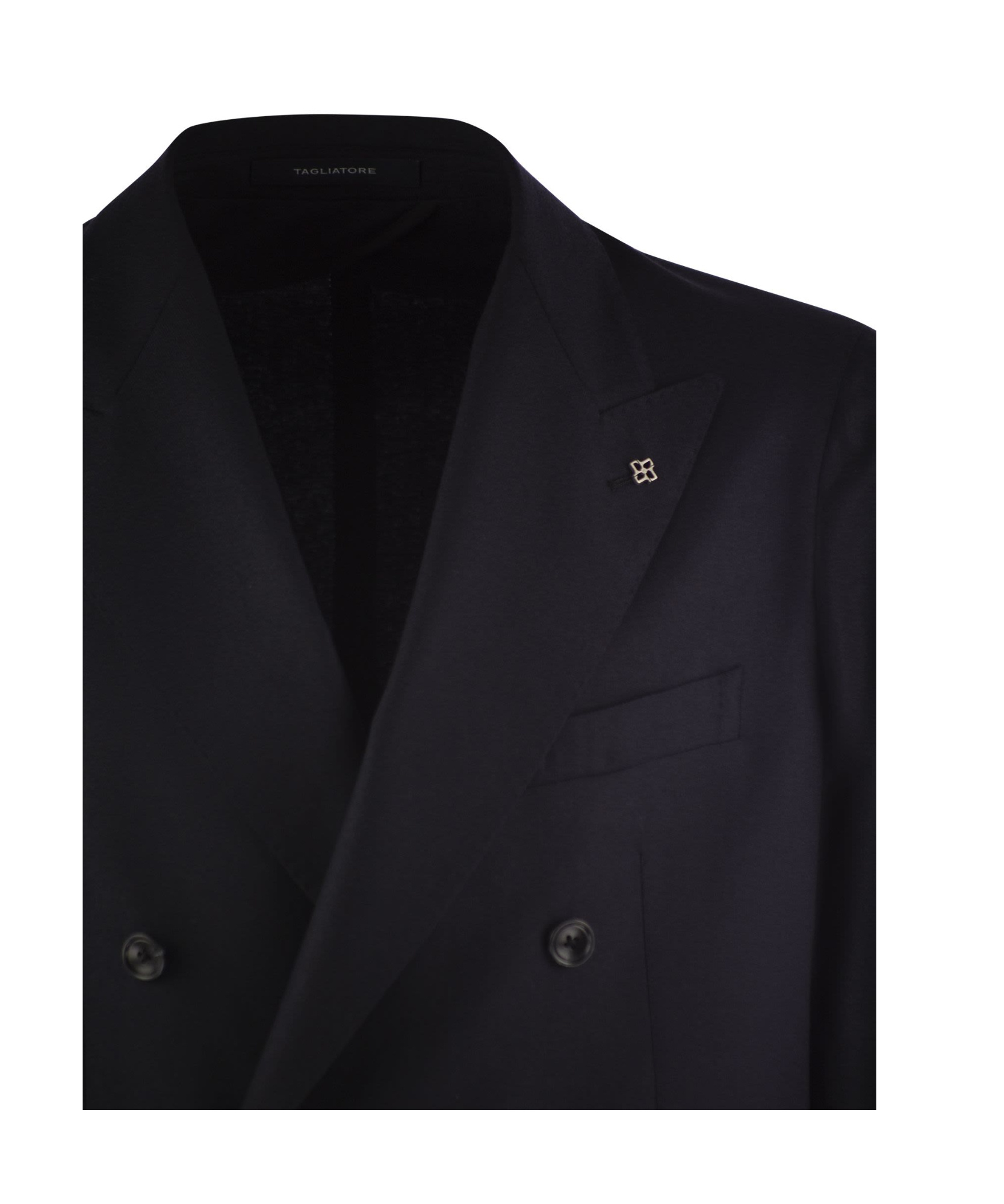 Tagliatore Wool And Cashmere Double-breasted Suit In Black