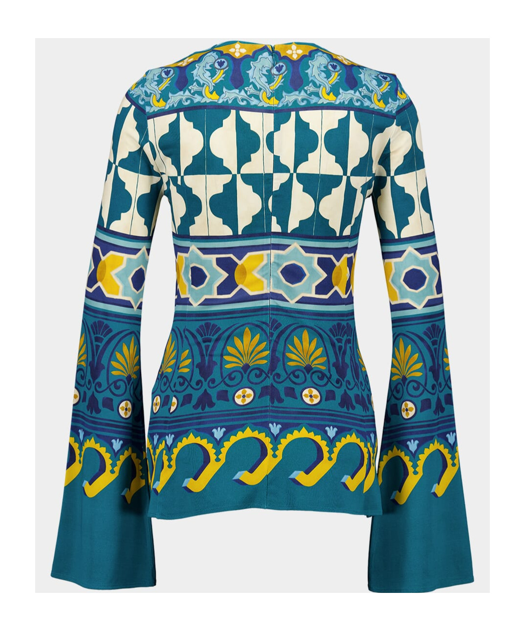 La Doublej Geometric Print Flared Sleeved Minidress In Blue
