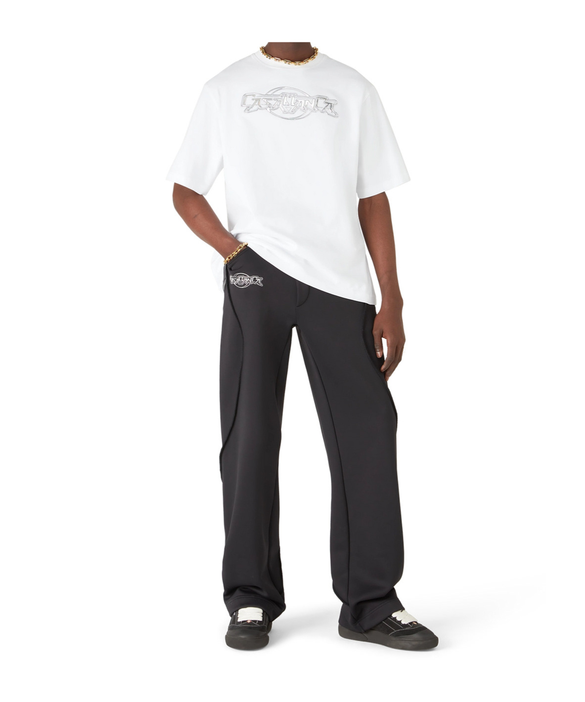 Casablanca Oversize Crew Neck T-shirt With Graphic Print In White