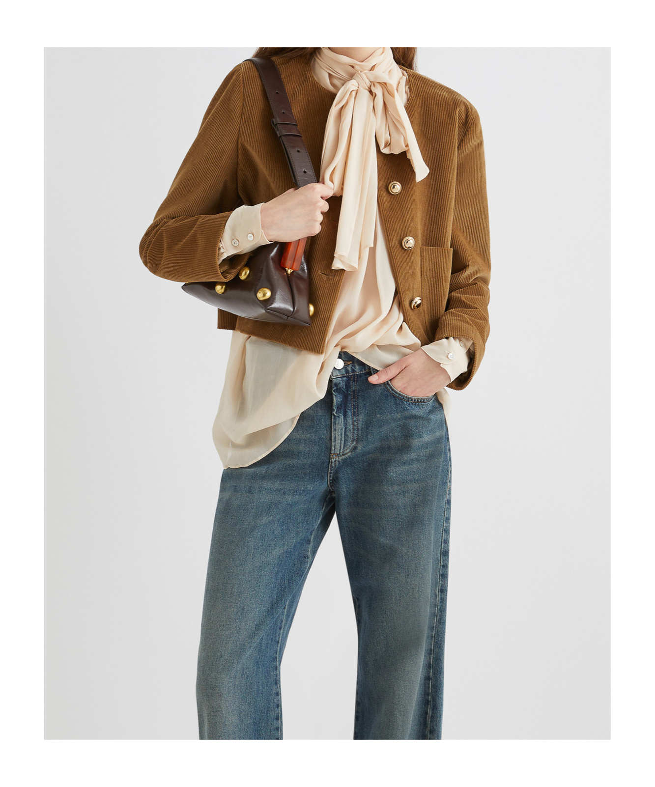 Marella Velvet Boxy Jacket - Olive In Brown