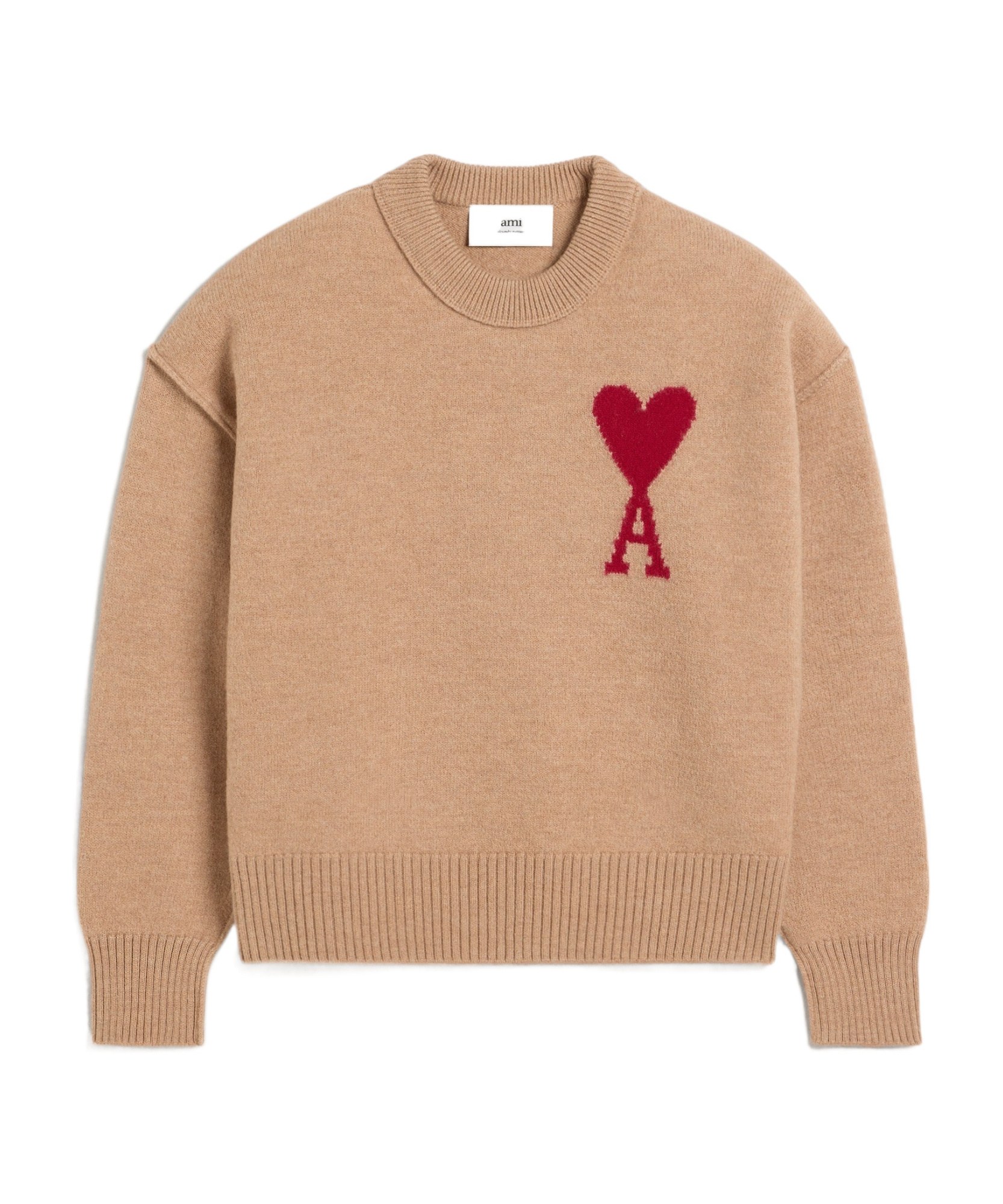 Ami Alexandre Mattiussi Ami De Coeur Wool Sweater In Nude
