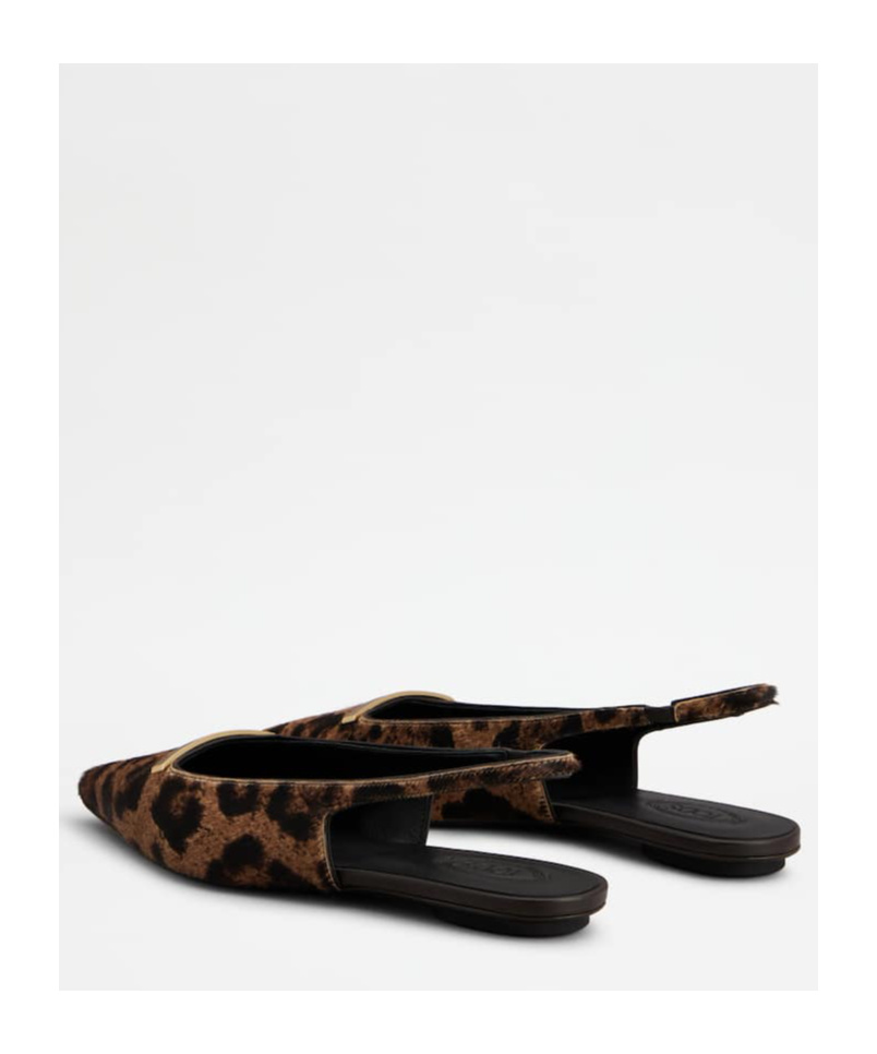 Tod's Slingback Ballerinas In Pony Effect Leather In Animal Print