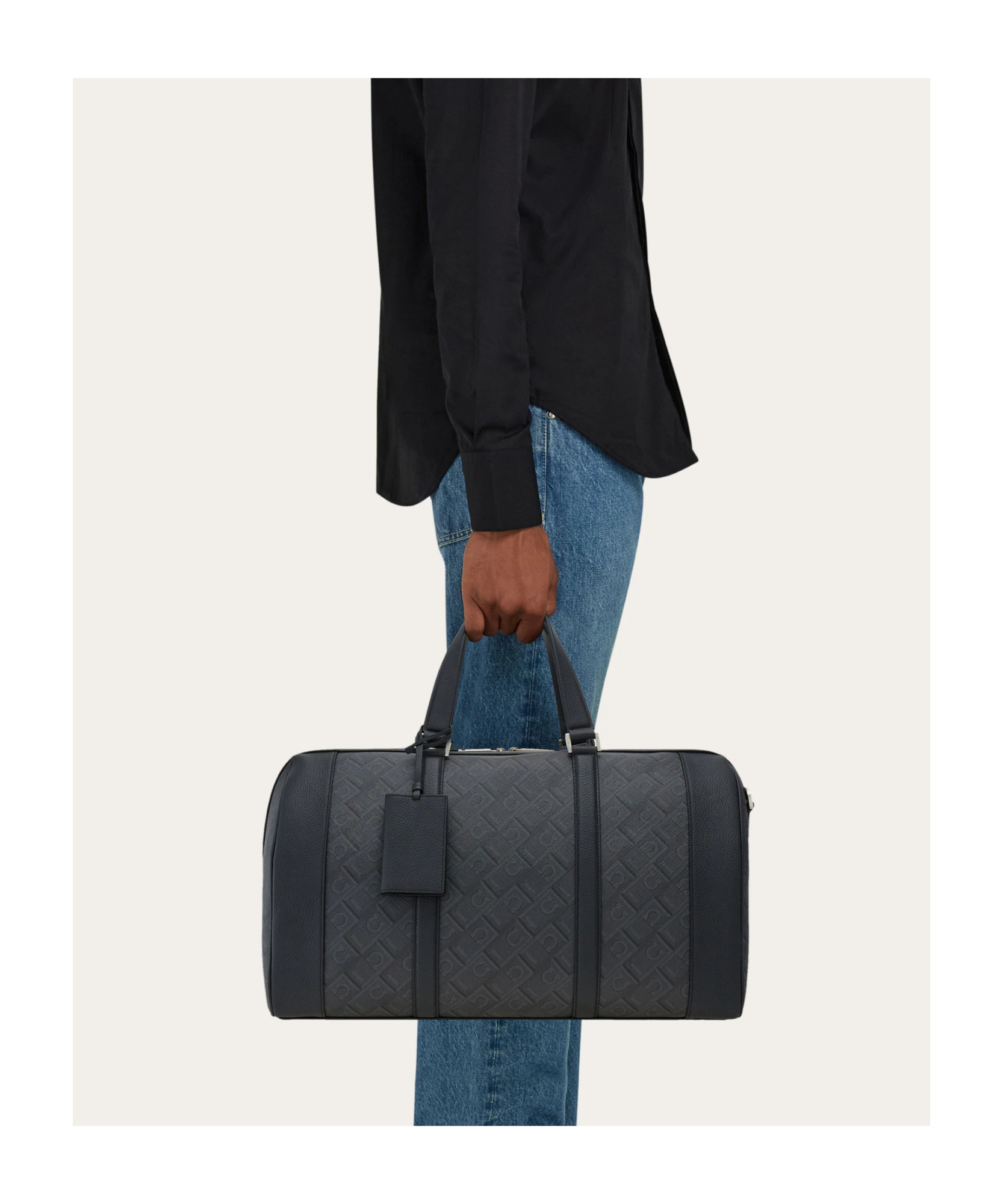 Ferragamo Monogram-print Duffle Bag In Black/gray