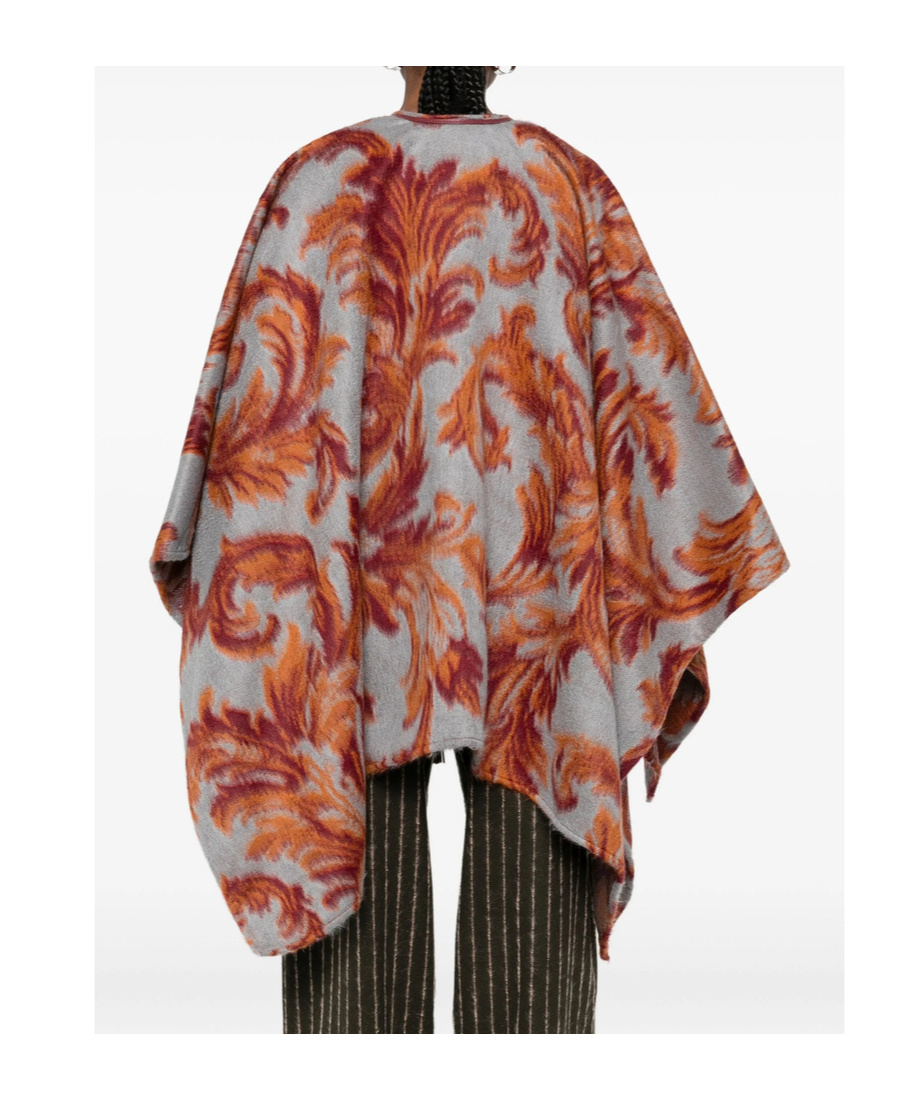 Etro Paisley-jacquard Brushed Wool-blend Cape In Multi