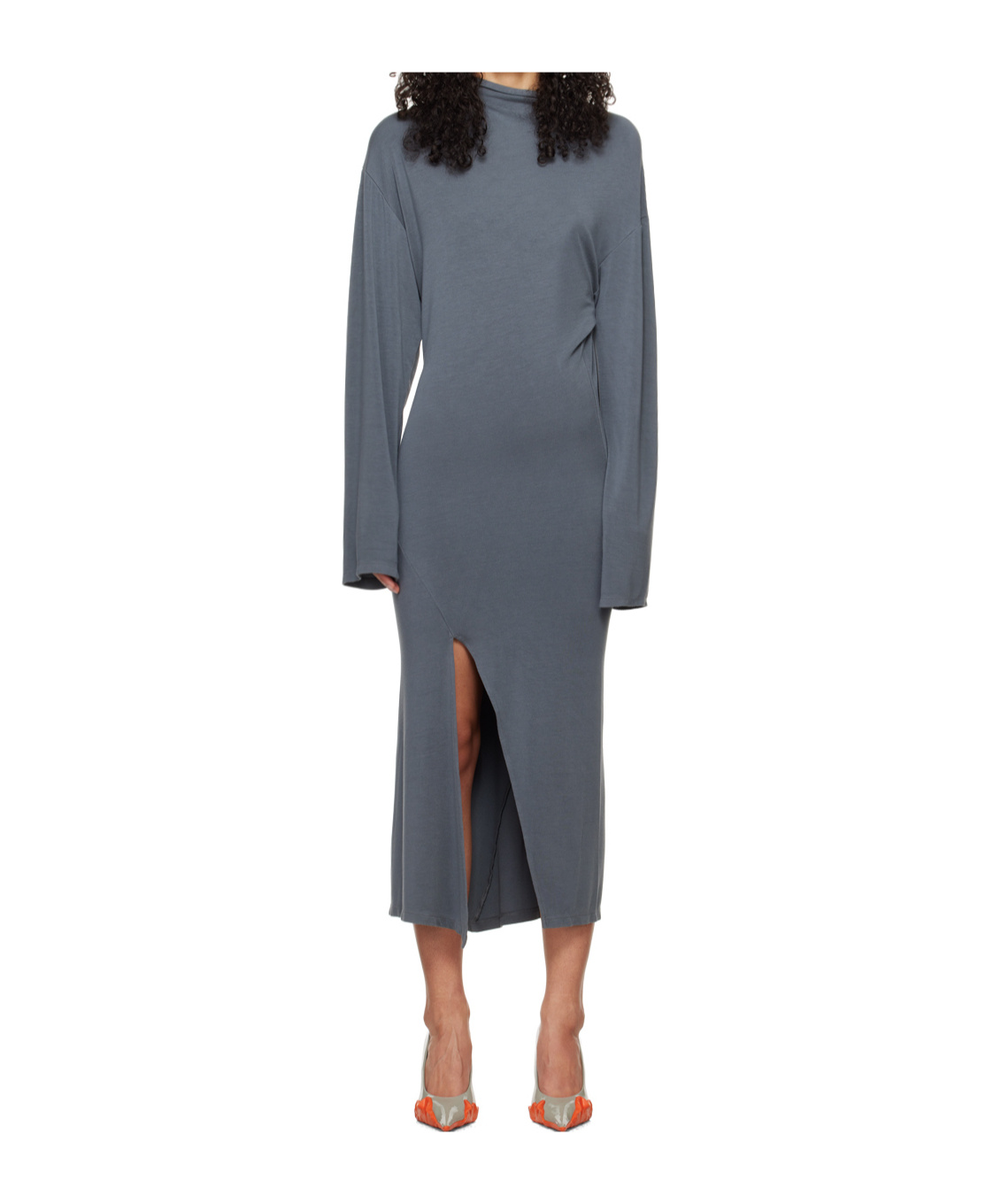 Jade Cropper Vented Midi Dress In Gray