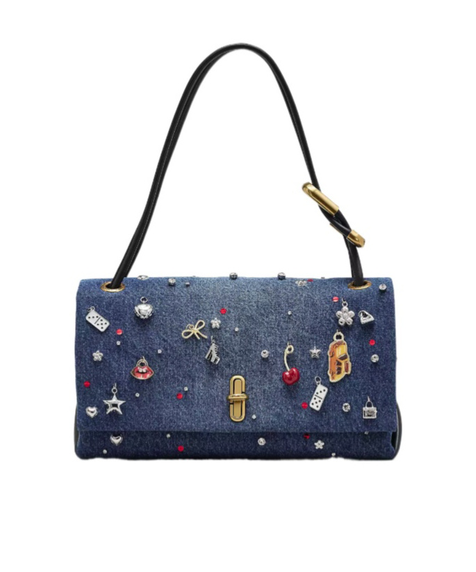 Marc Jacobs The Trinket Charm Denim Large Dual Bag In Blue