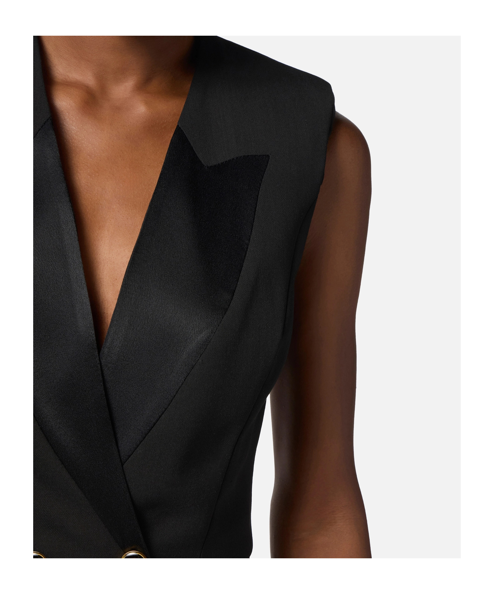 Elisabetta Franchi Crêpe Waistcoat With Satin Lapels In Black
