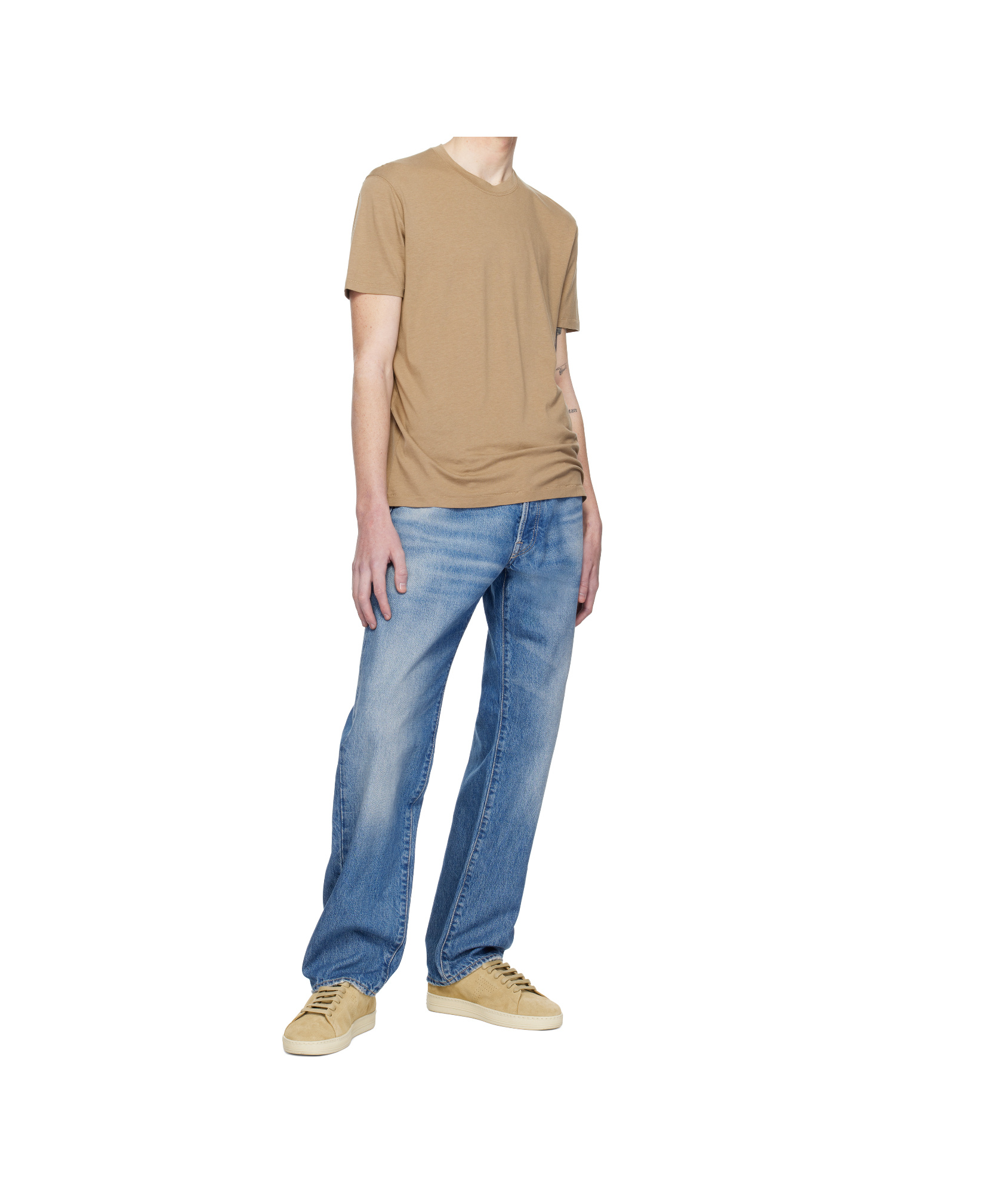Tom Ford Warwick Suede Low-top Sneakers In Nude