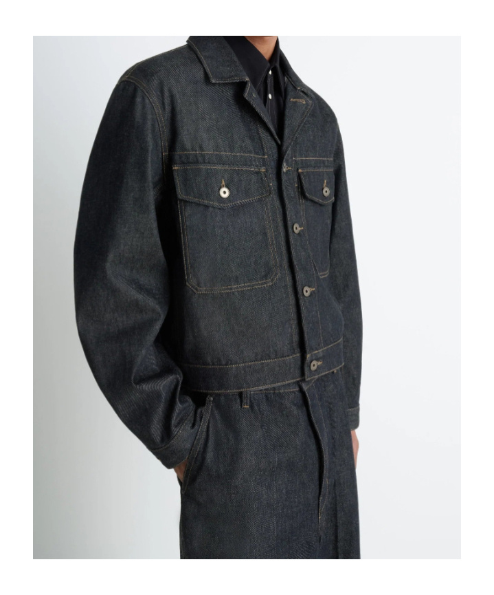 Lemaire Patch-pocket Denim Jacket In Gray