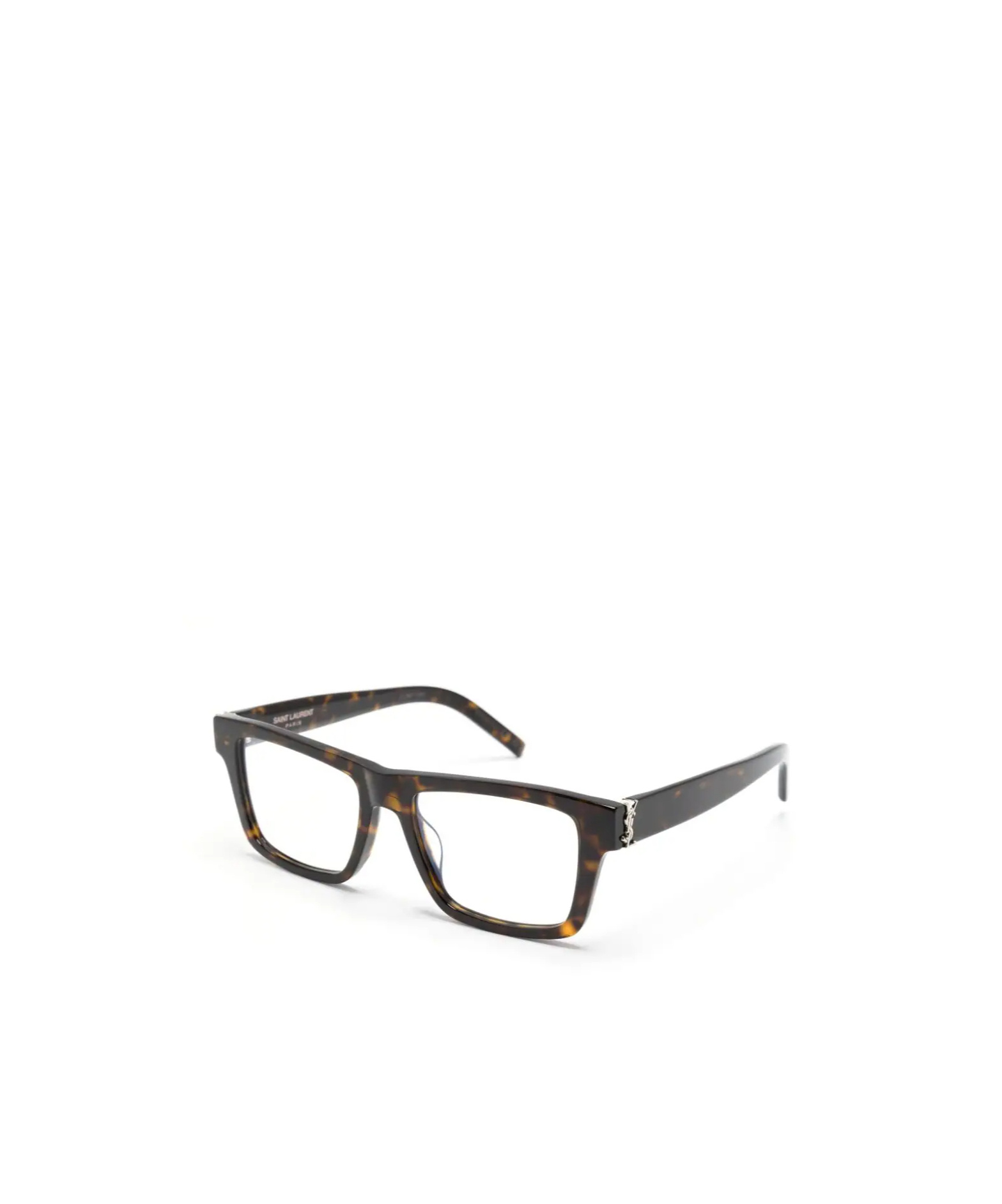 Saint Laurent Tortoiseshell Square-frame Glasses In Black
