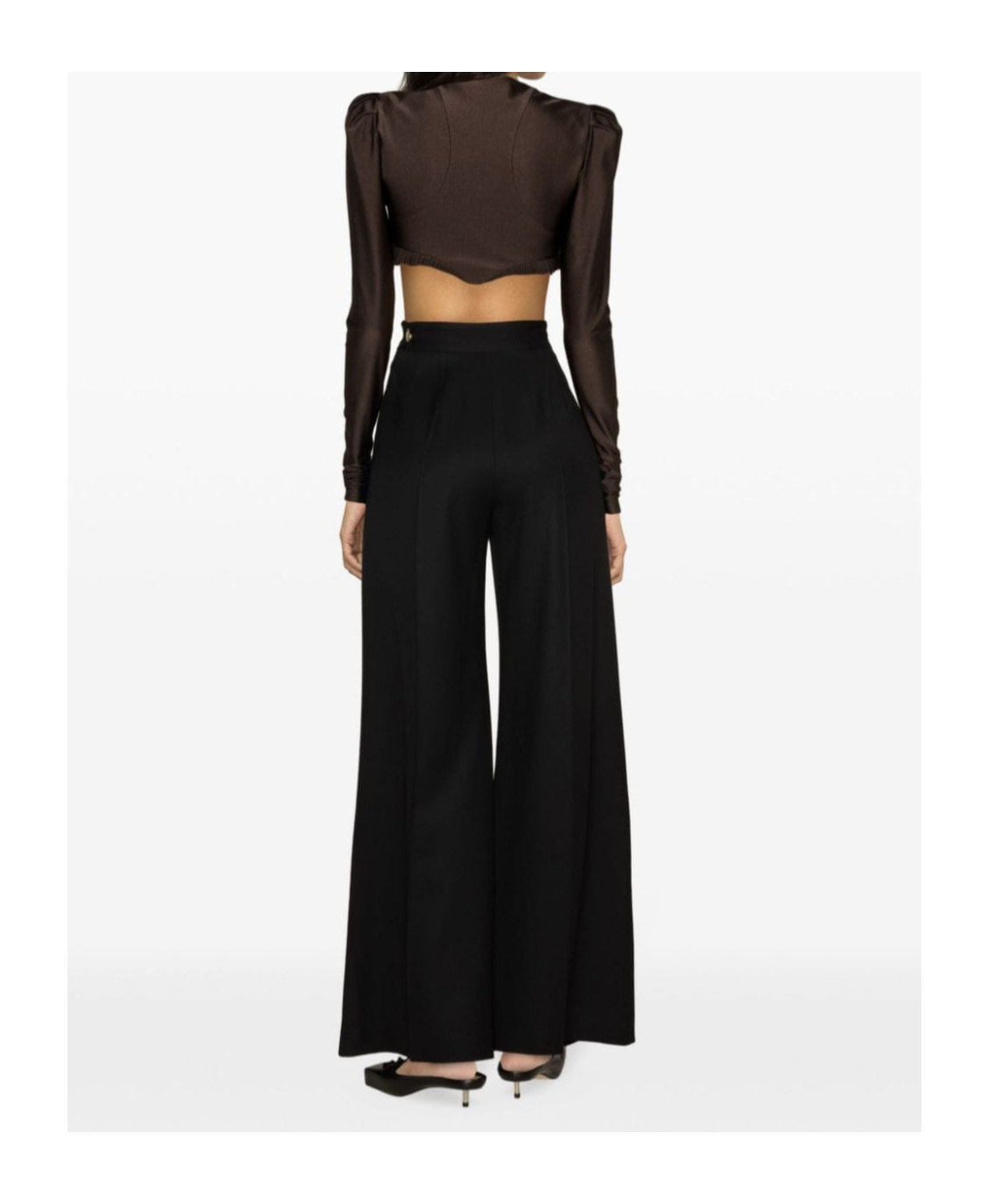 Philosophy Di Lorenzo Serafini Ruffle-trim Cropped Top In Brown