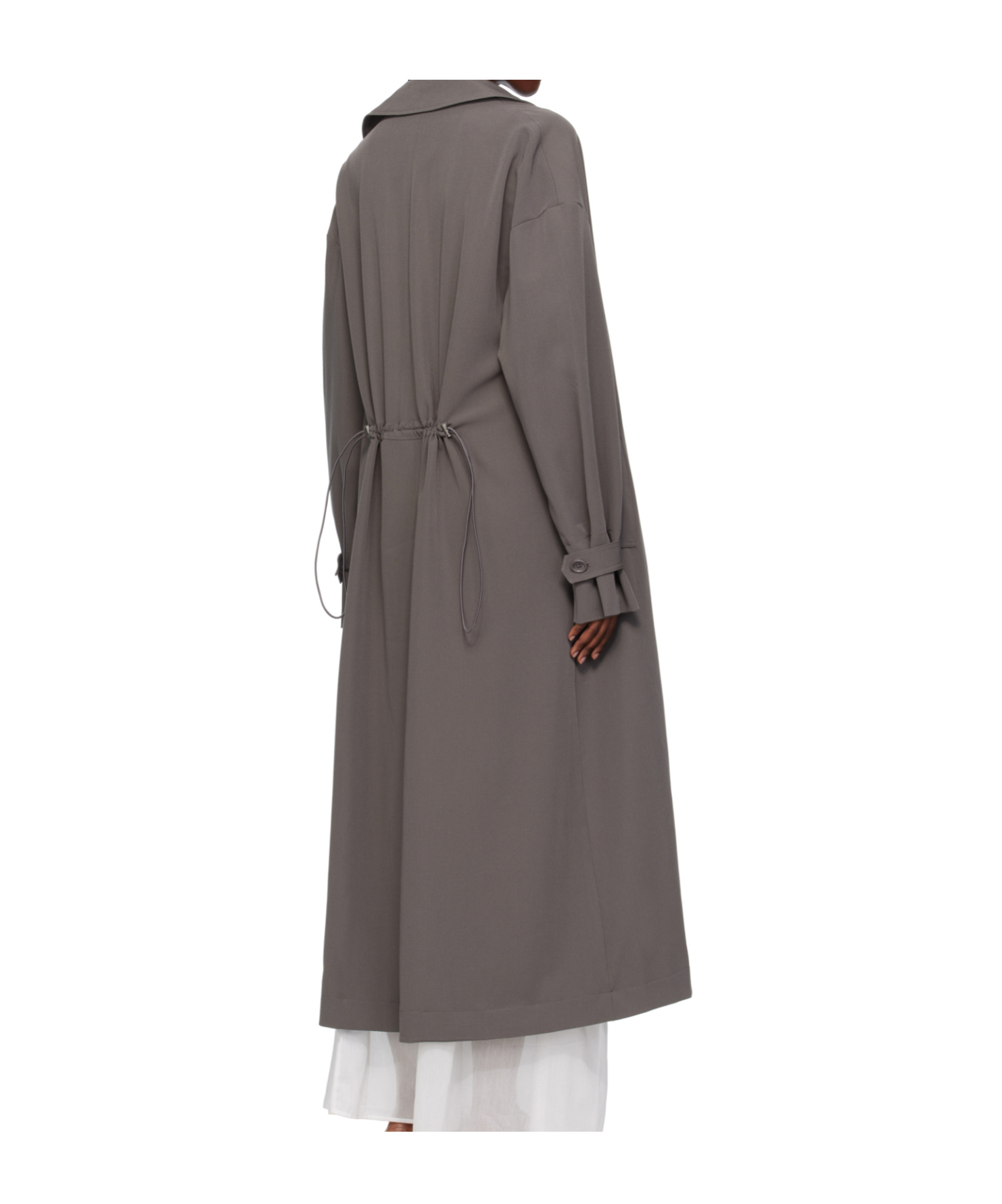 Paris Georgia Long Trench Coat In Gray