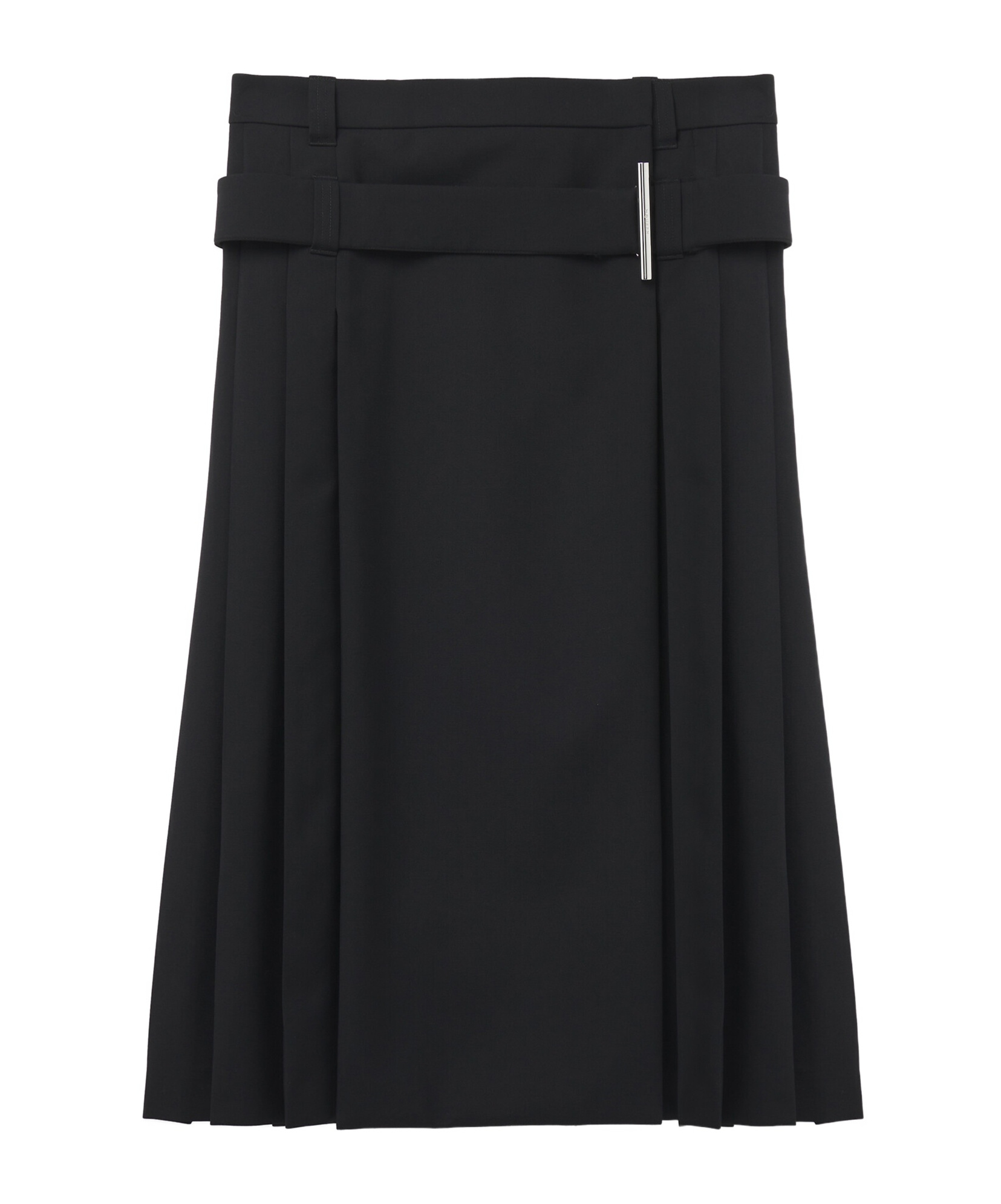 Alexander Mcqueen Belted Pleated Midi Wool Skirt In Black