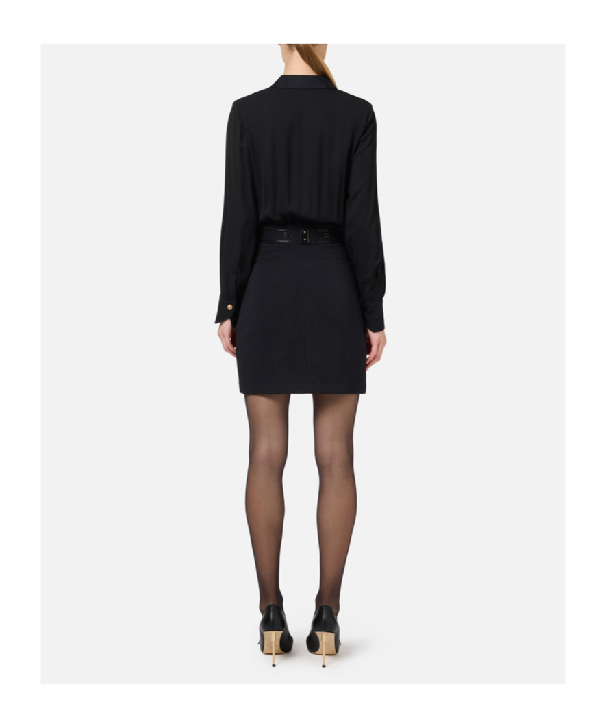 Elisabetta Franchi Wrap-design Cargo-pocket Mini Dress In Black